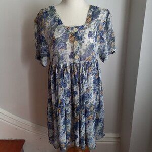 Y2K 1990s VINTAGE REGARDE LOVE CAROL FLORAL GRUNGE CHIFFON BABYDOLL DRESS S